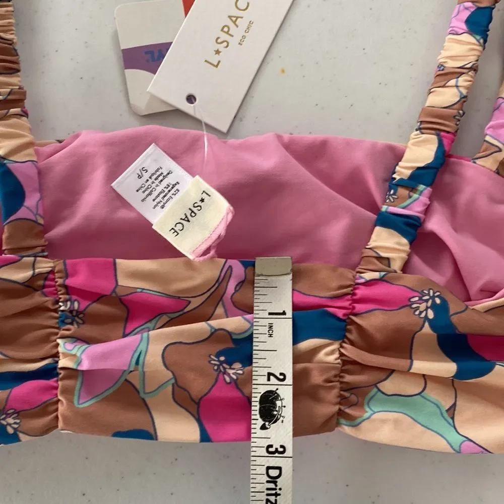 L*Space Joanna Bikini Swimwear Top Ruched in Sundazed Floral Bralette Style